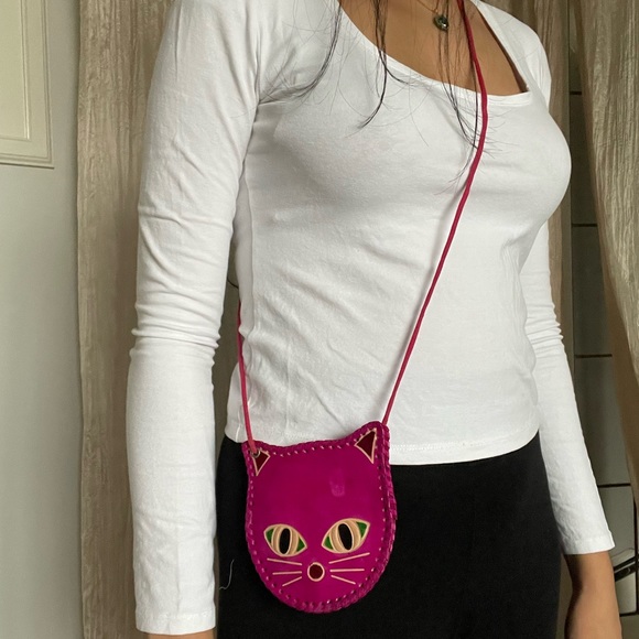 New Small Leather pouch. Cat face shaped. - Picture 2 of 2